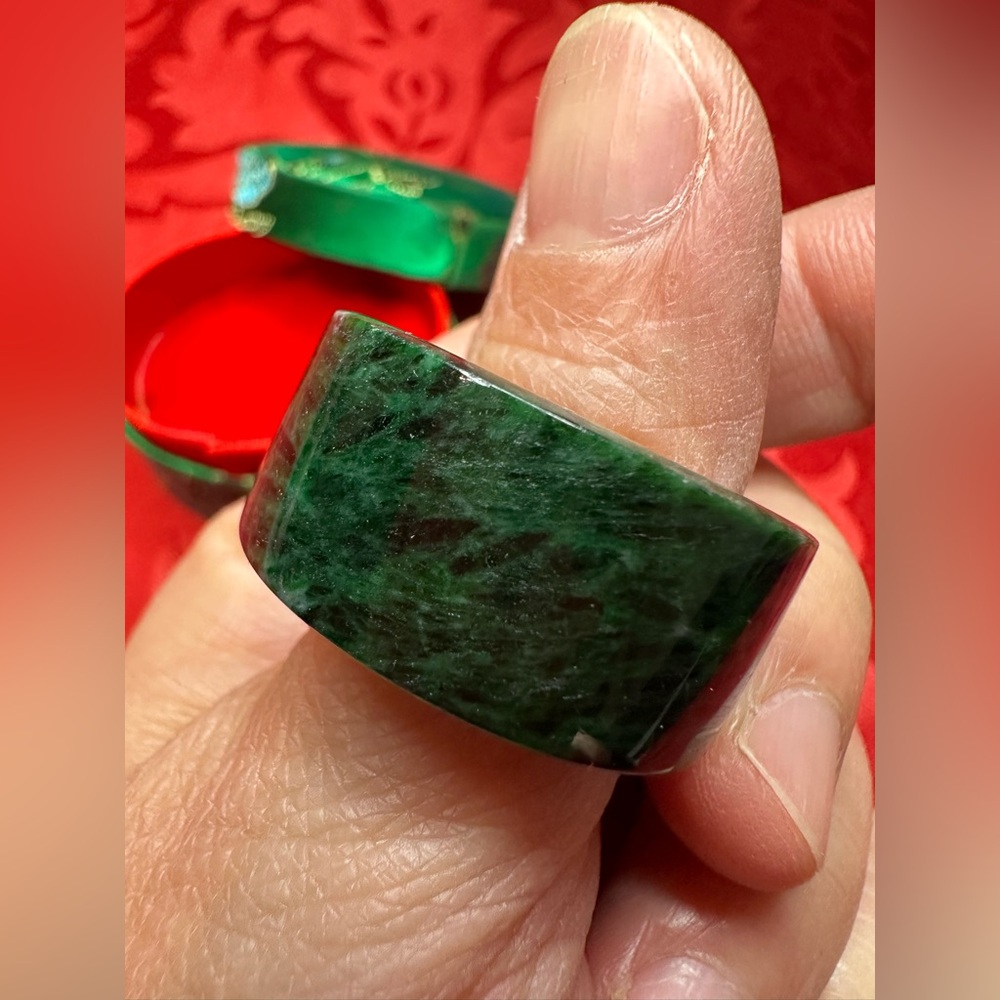 Vintage Emperor Royal Green Jade Men Ring